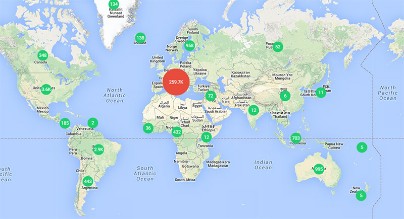 #sanremo2015-mappa-tweet-terza-serata