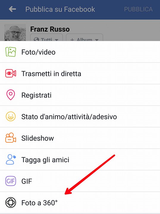 facebook foto a 360° android franzrusso.it 2017