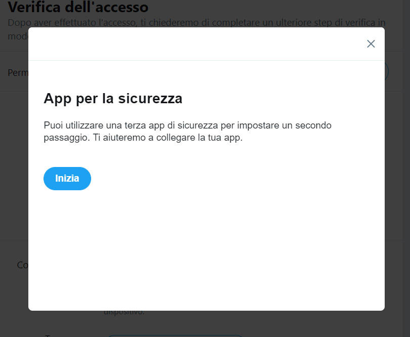 twitter autenticazione 2 fattori app terze parti