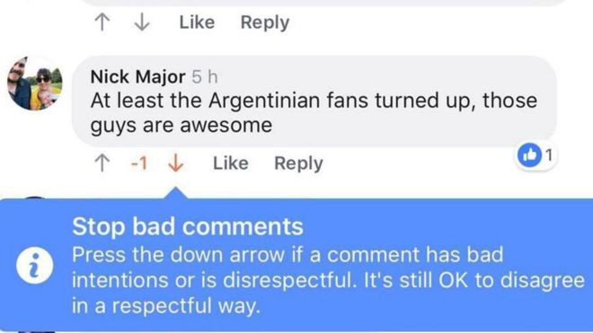 facebook tasti upvote downvote