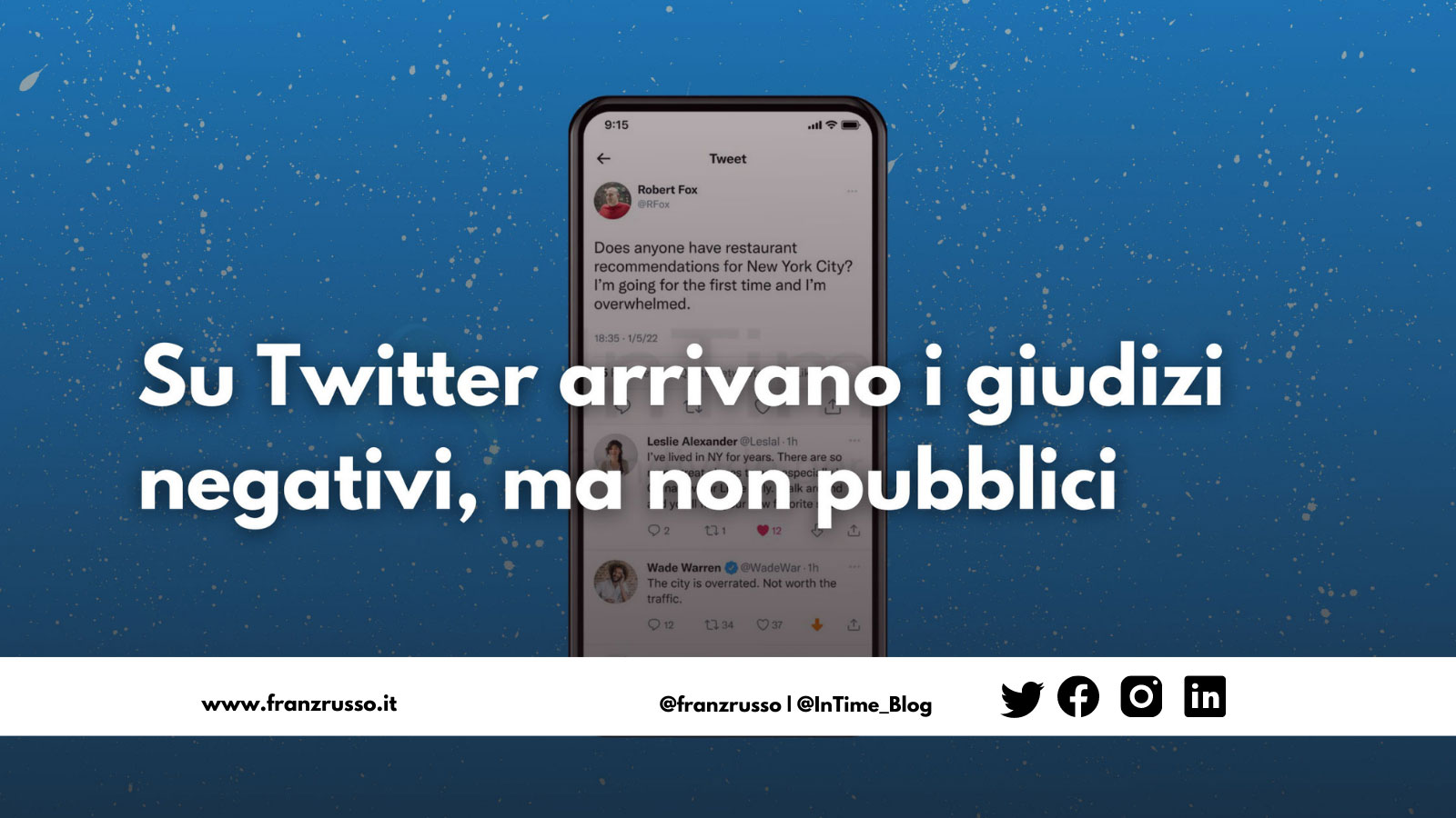 Su Twitter arrivano i giudizi negativi non pubblici