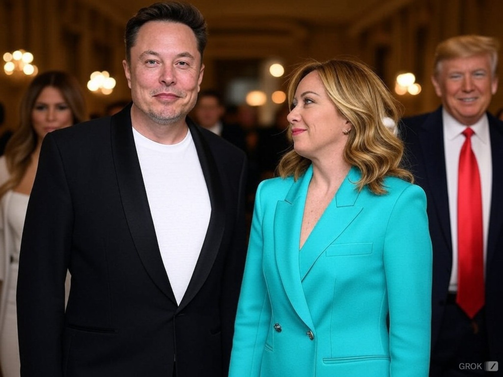 immagine grok fake Musk Meloni franz russo 2024